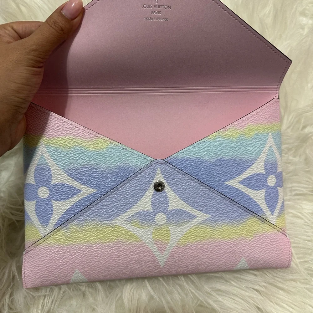 Louis Vuitton Pastel Pink Blue Yellow Monogram Envelope Clutch